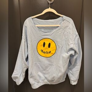 Tri Delta Light Blue Sweatshirt with Smiley Face
